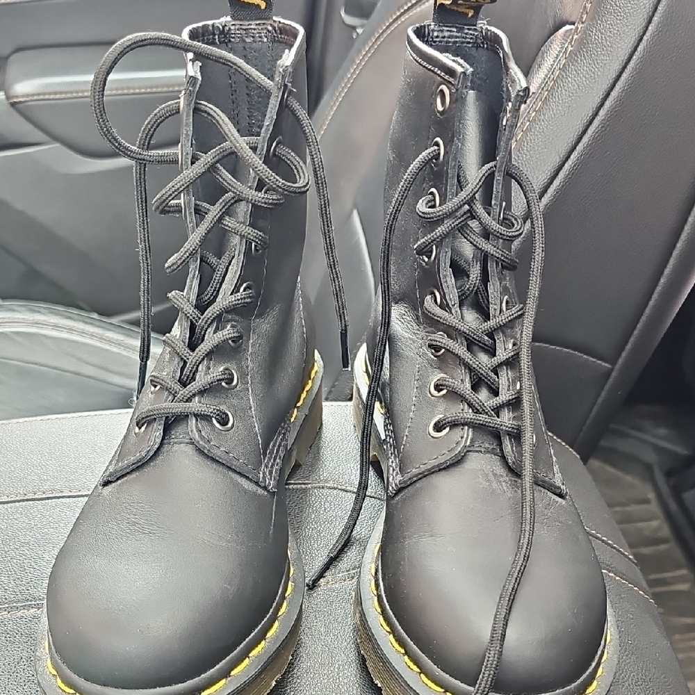 Black Leather Lace-Up Boots